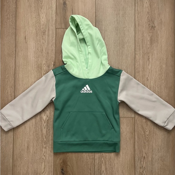 Boys 3T Adidas Kids Green and Gray Hoodie - Picture 1 of 9